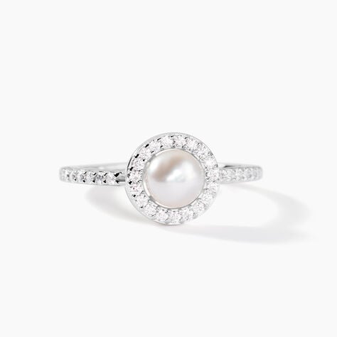 Bague Argent Blanc Suada Perle De Culture Oxyde De Zirconium - Bagues solitaires Femme | Histoire d’Or