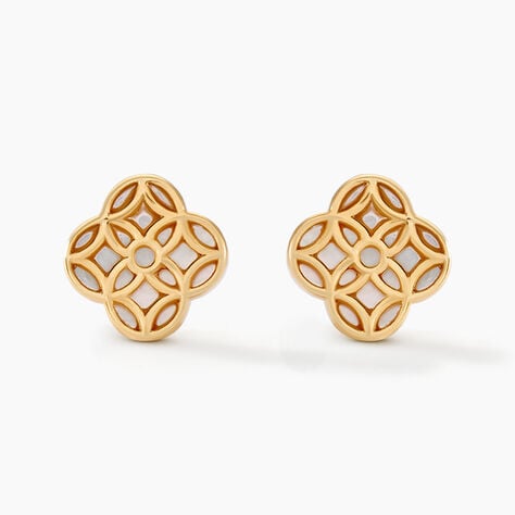 Boucles D'oreilles Puces Rosalite Or Jaune Nacre - Clous d'oreilles Femme | Histoire d&rsquo;Or