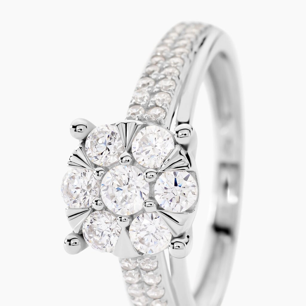 Bague Nazare Or Blanc Oxyde De Zirconium - Bagues solitaires Femme | Histoire d&rsquo;Or