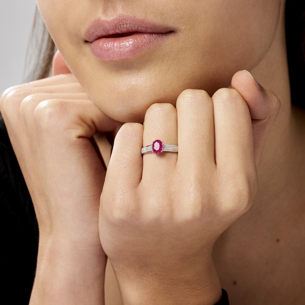 Bague Crista Or Blanc Rubis Et Diamant - Bagues solitaires Femme | Histoire d’Or