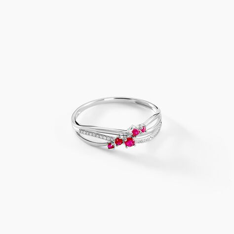 Bague Amarylis Or Blanc Rubis Diamant - Bagues avec pierre Femme | Histoire d’Or
