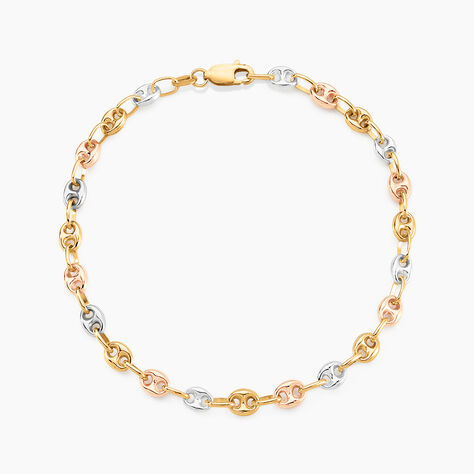 Bracelet Maille Dami Maille Grain De Cafe Or Tricolore - Bracelets chaîne Femme | Histoire d’Or