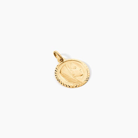 Pendentif Vierge Rond Strie Or Jaune - Pendentifs Bapt&ecirc;me Famille | Histoire d&rsquo;Or