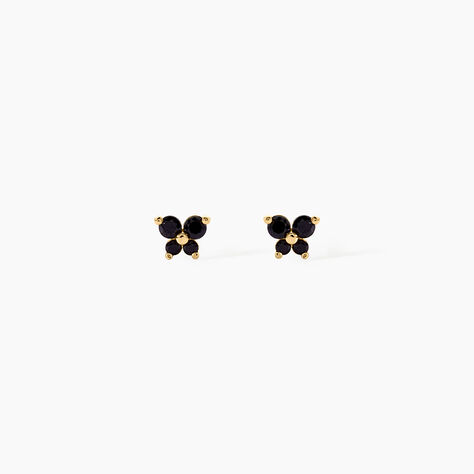 Boucles D'Oreilles Puces Eleanor Fleur Argent Dor&eacute; A L'Or 750/1000 Oxyde De Zirconium - Boucles d'oreilles fantaisie Enfant | Histoire d&rsquo;Or