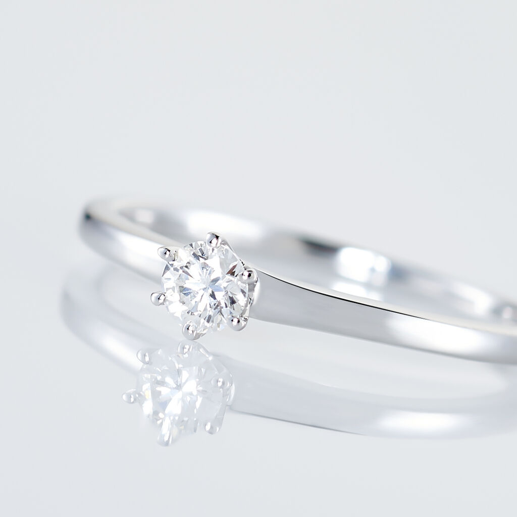 Bague Solitaire Natalia Or Blanc Diamant - Bagues solitaires Femme | Histoire d&rsquo;Or