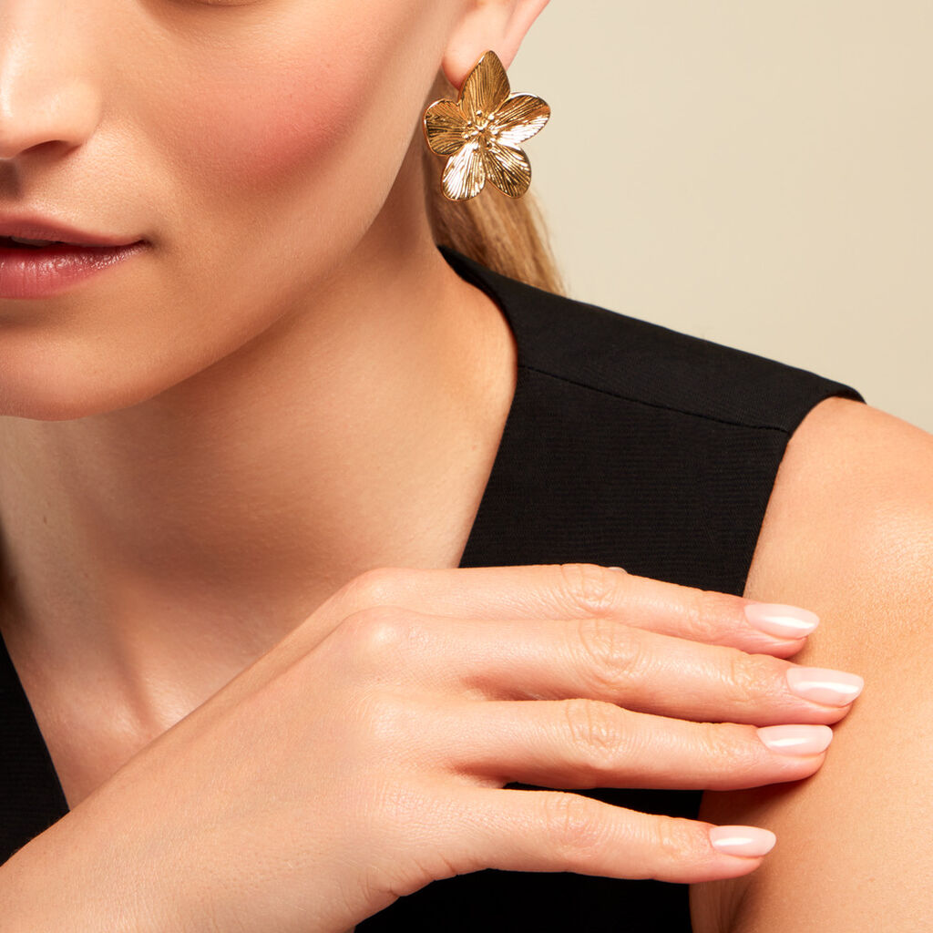 Boucles D'oreilles Puces Barbade Acier Jaune - Boucles d'oreilles fantaisie Femme | Histoire d’Or