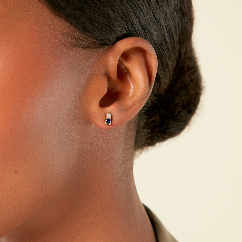 Boucles D'Oreilles Puces Jetta Or Jaune Oxyde De Zirconium - Clous d'oreilles Femme | Histoire d’Or