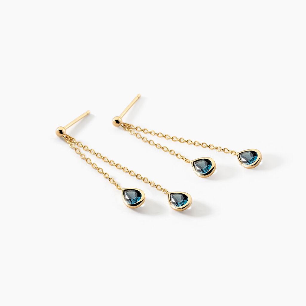 Boucles D'Oreilles Pendantes Carlyn Argent Dor&eacute; A L'Or 750/1000 Topaze - Boucles d'oreilles pendantes Femme | Histoire d&rsquo;Or