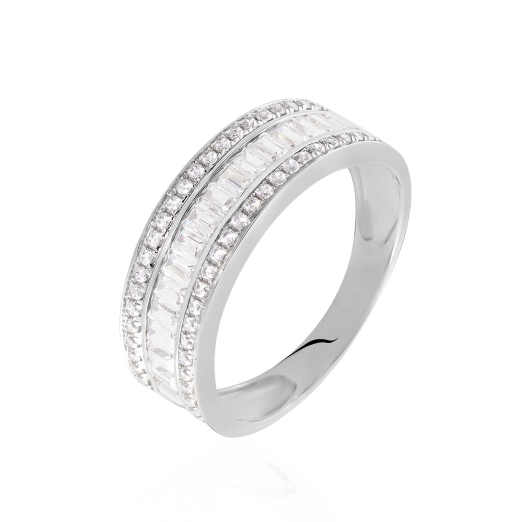 Bague Agathon Or Blanc Oxyde De Zirconium - Bagues avec pierre Femme | Histoire d&rsquo;Or