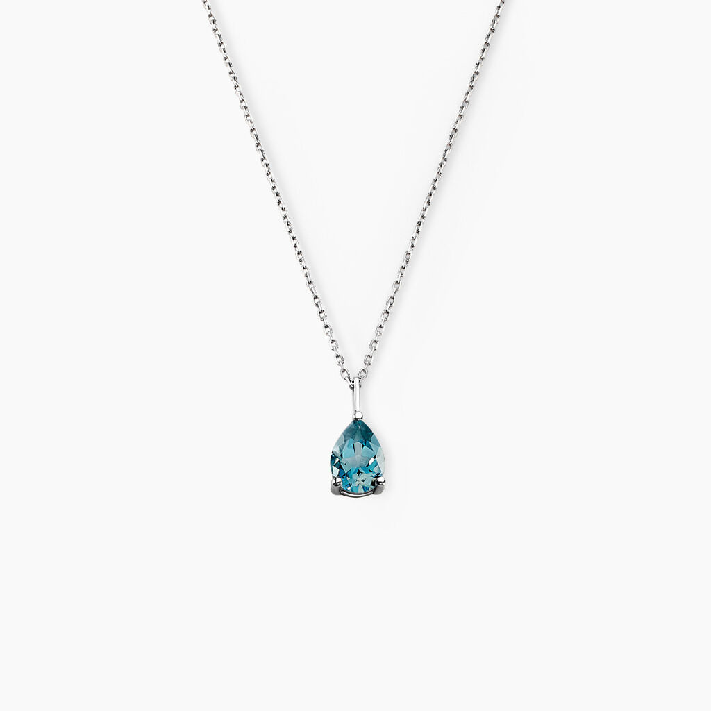 Collier Goutte Or Blanc Topaze - Colliers Femme | Histoire d’Or