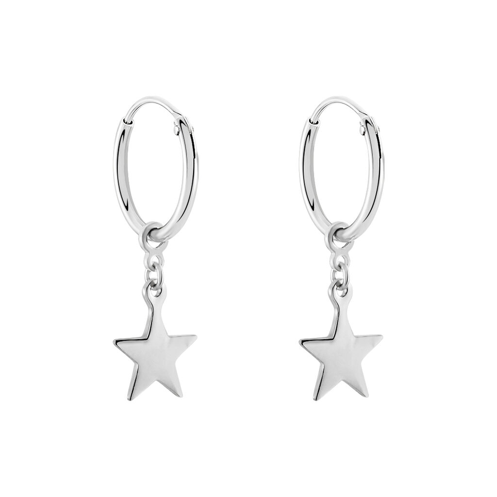 Cr&eacute;oles Elvyn Argent Blanc - Boucles d'oreilles cr&eacute;oles Femme | Histoire d&rsquo;Or