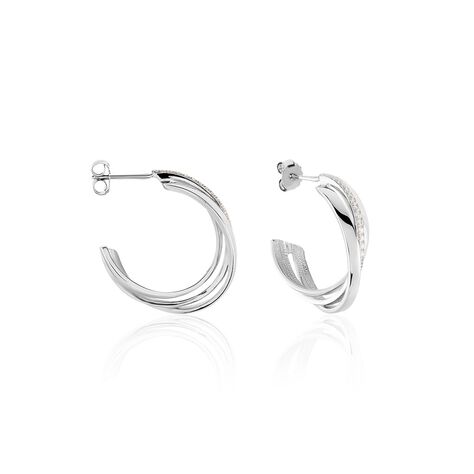 Demi-créoles Argent Blanc Laureat Oxydes De Zirconium - Boucles d'oreilles créoles Femme | Histoire d’Or