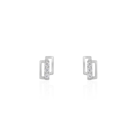 Boucles D'oreilles Puces Youssa Barrettes Or Blanc Oxyde De Zirconium - Clous d'oreilles Femme | Histoire d’Or