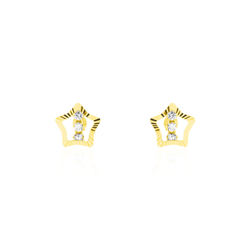 Boucles D'oreilles Puces Elais Etoile 5 Or Jaune Oxyde - Clous d'oreilles Femme | Histoire d’Or