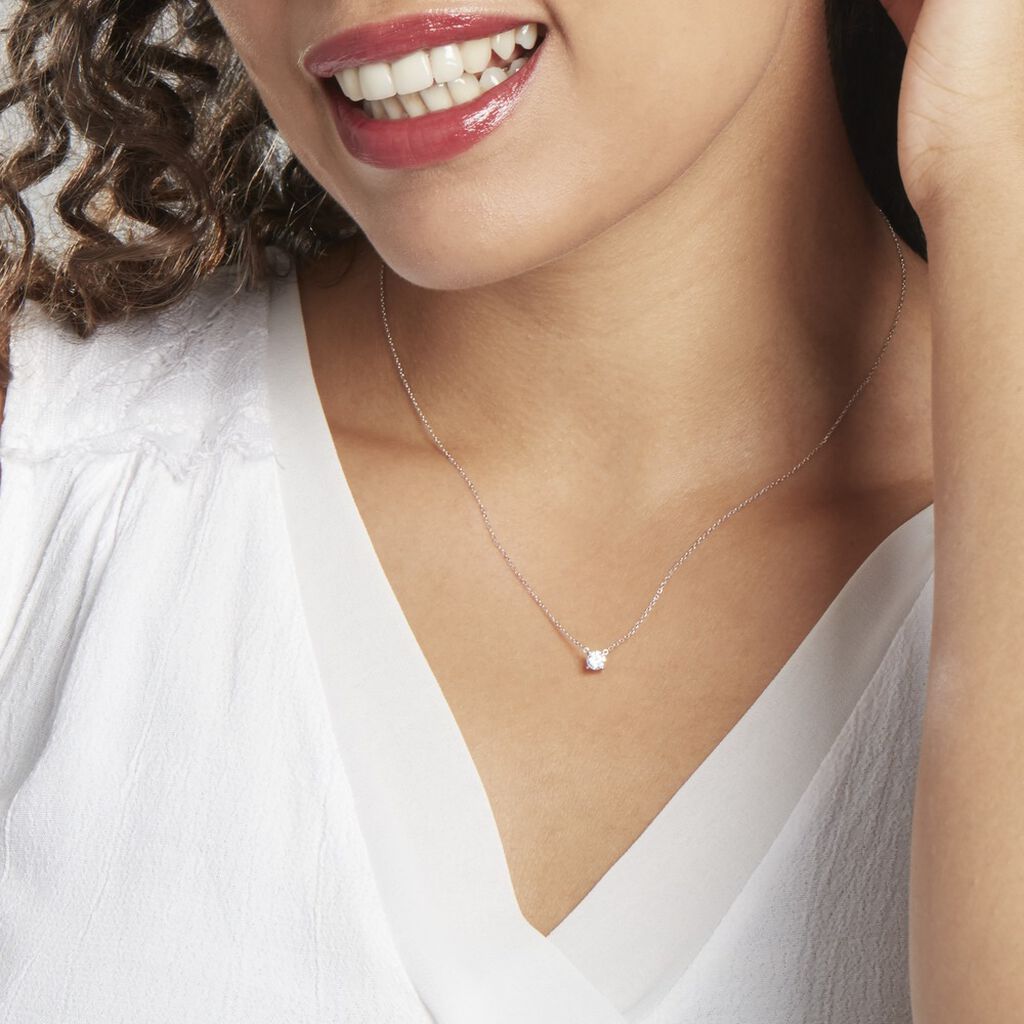 Collier Ponama Or Blanc Oxyde De Zirconium - Colliers Femme | Histoire d&rsquo;Or