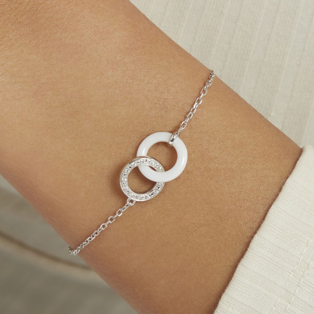 Bracelet Dina Argent Blanc Céramique Et Oxyde De Zirconium -  Femme | Histoire d’Or