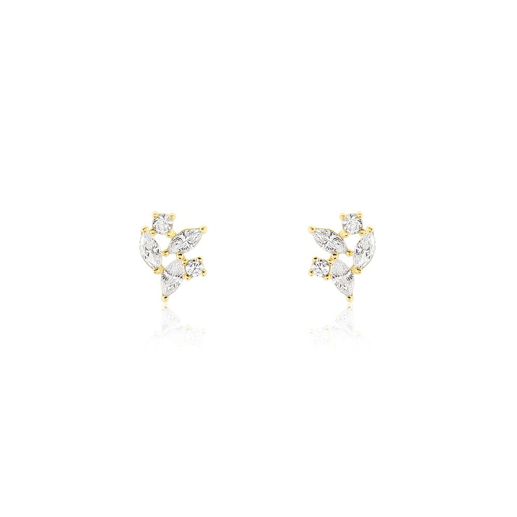 Boucles D'oreilles Puces Glorinda Or Jaune Oxyde De Zirconium - Clous d'oreilles Femme | Histoire d&rsquo;Or