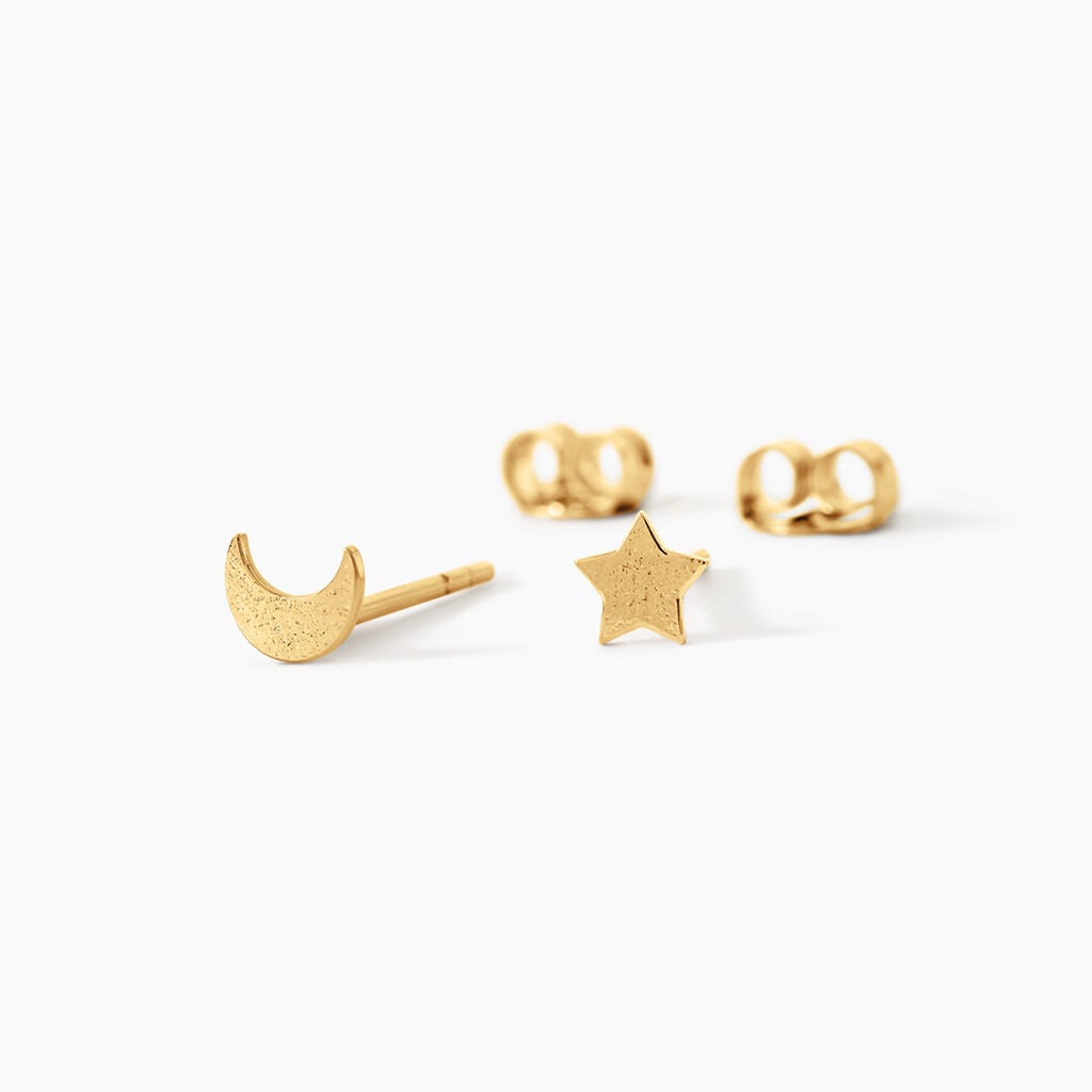 Boucles D'Oreilles Puces Hohepa Argent Dor&eacute; A L'Or 750/1000 - Boucles d'oreilles fantaisie Enfant | Histoire d&rsquo;Or