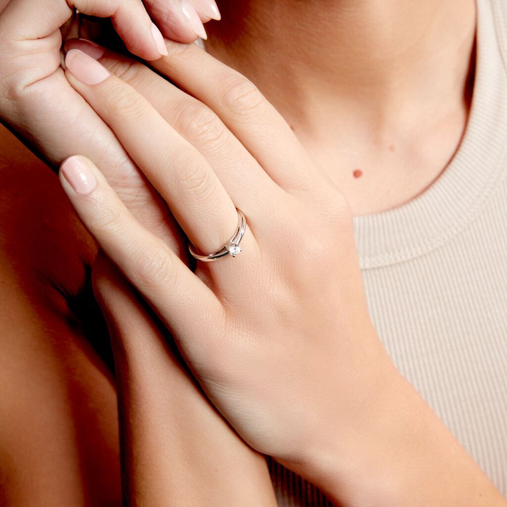 Bague Solitaire Iris Or Blanc Diamant - Bagues solitaires Femme | Histoire d’Or