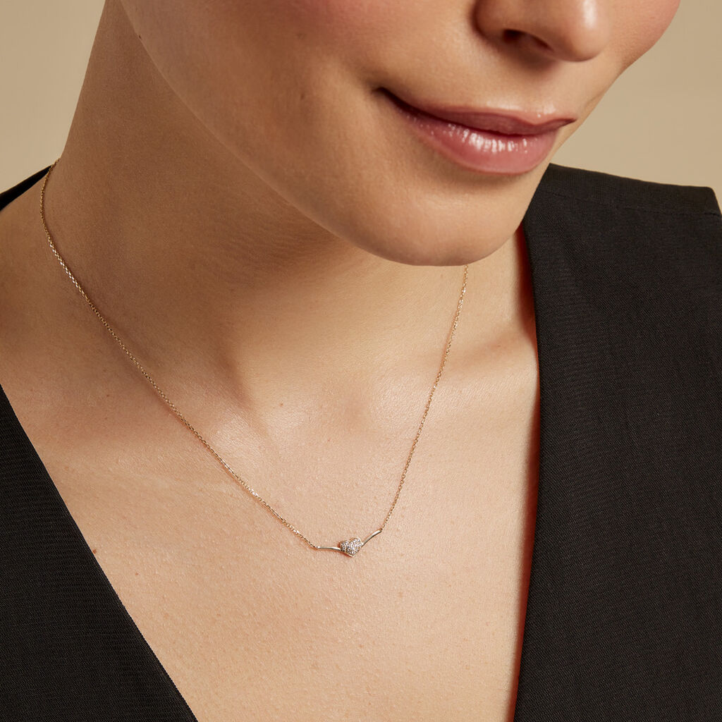 Collier Eclat D'amour Or Jaune Oxyde De Zirconium - Colliers Femme | Histoire d&rsquo;Or