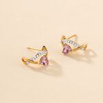 Cr&eacute;oles Clothilde Or Jaune Am&eacute;thyste Oxyde De Zirconium - Boucles d'oreilles cr&eacute;oles Femme | Histoire d&rsquo;Or