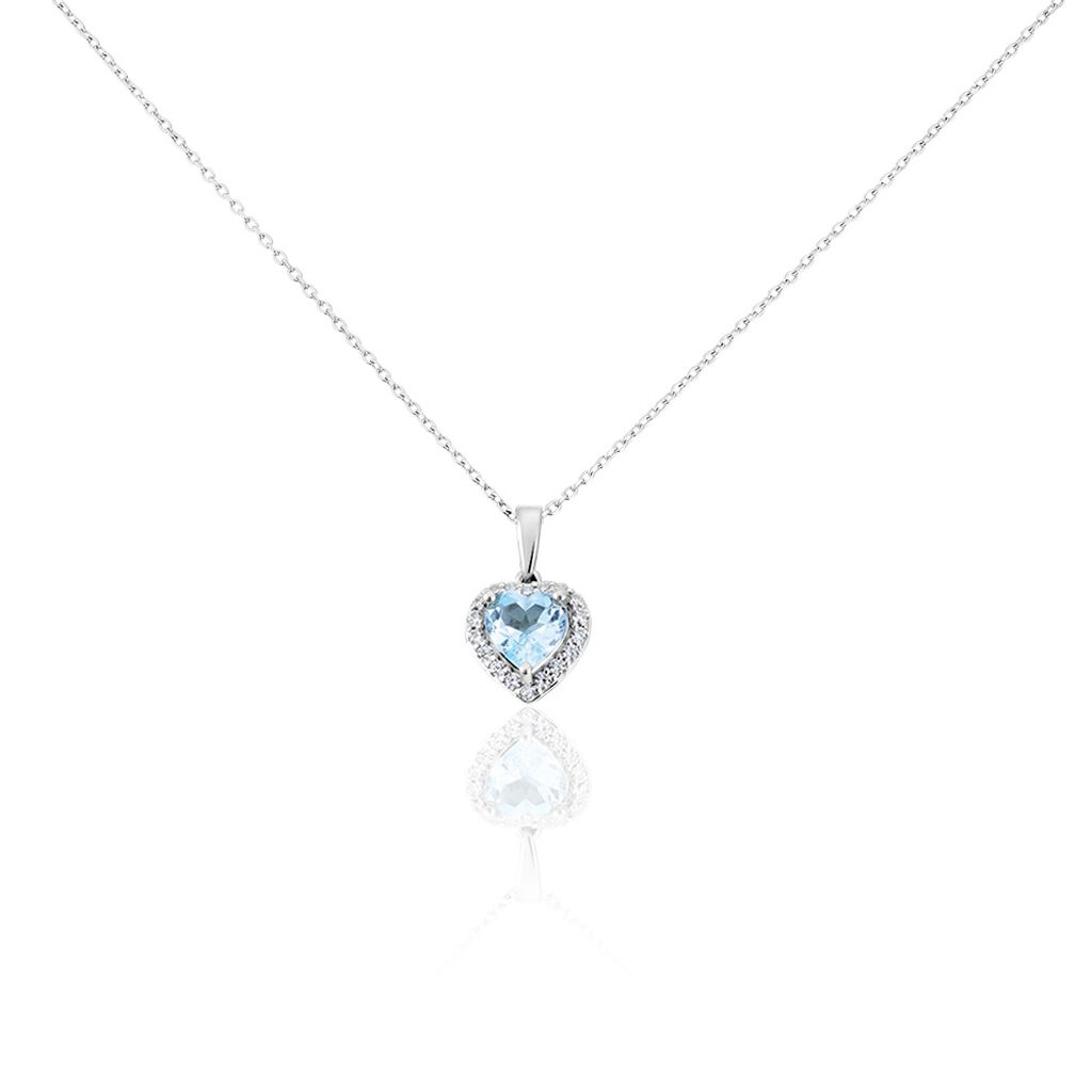 Collier Meliora Or Blanc Topaze Bleu Sky Oxyde De Zirconium