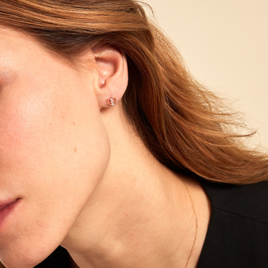 Boucles D'oreilles Puces Konnor Or Jaune Oxyde De Zirconium - Clous d'oreilles Femme | Histoire d’Or