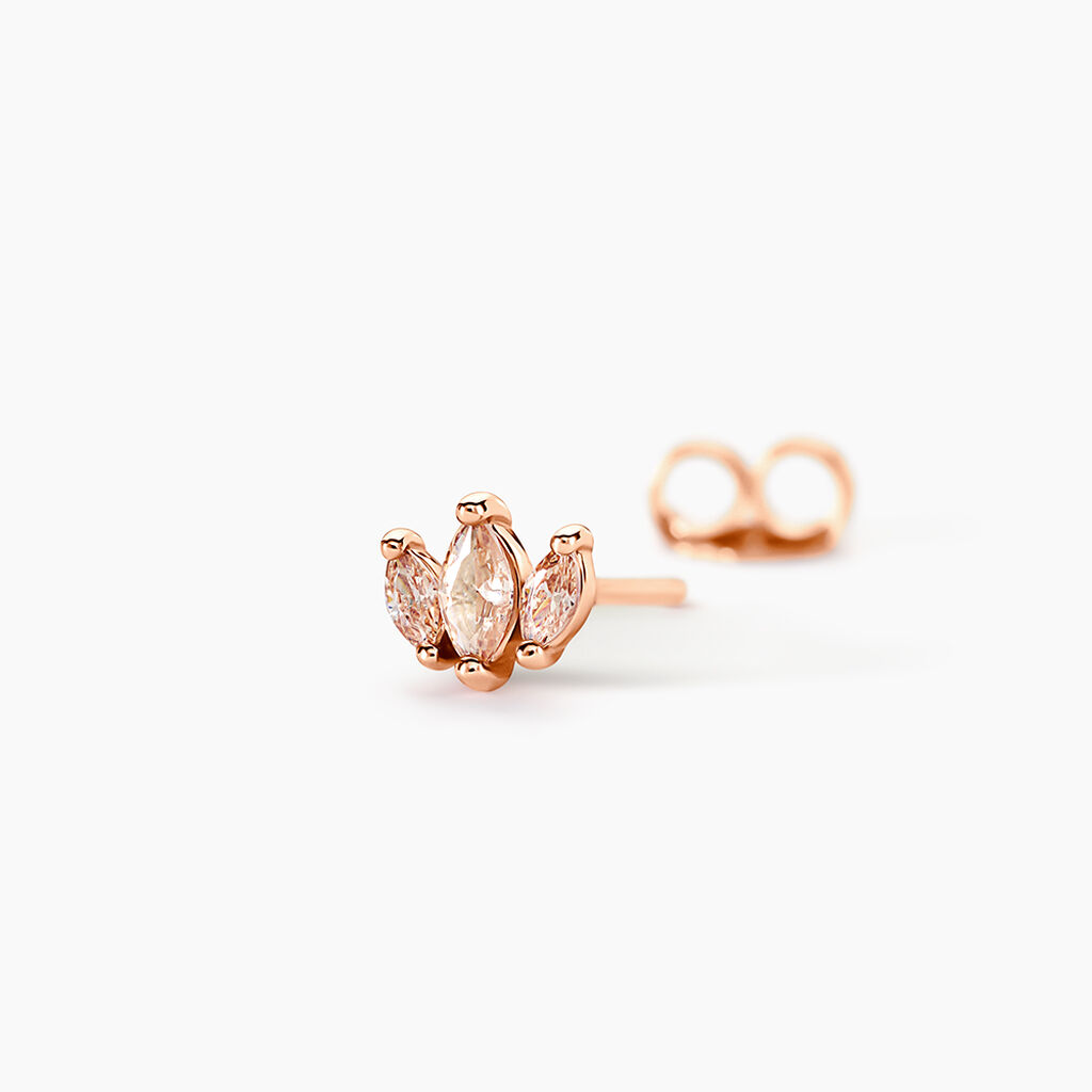 Boucles D'oreilles Puces Duchesse Argent Rose Oxyde De Zirconium - Boucles d'oreilles fantaisie Femme | Histoire d&rsquo;Or