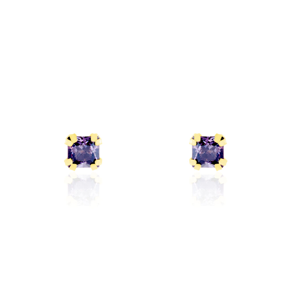 Boucles D'oreilles Puces Doreen Carre Or Jaune Oxyde De Zirconium - Clous d'oreilles Femme | Histoire d’Or