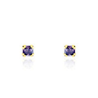 Boucles D'oreilles Puces Doreen Carre Or Jaune Oxyde De Zirconium
