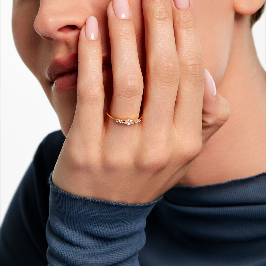 Bague Auriana Plaqu&eacute; Or Jaune Oxyde De Zirconium - Bagues solitaires Femme | Histoire d&rsquo;Or