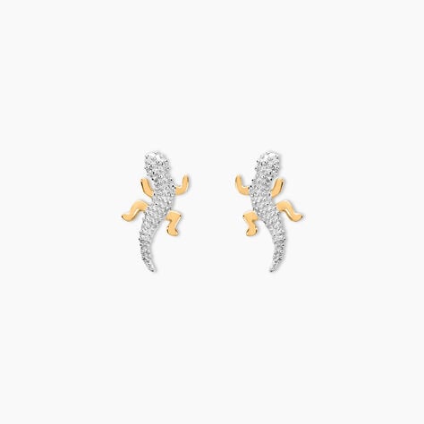 Boucles D'oreilles Puces Azzedine Salamandre Or Bicolore - Clous d'oreilles Femme | Histoire d’Or