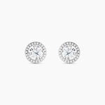 Boucles D'oreilles Puces Stelila Or Blanc Oxyde De Zirconium - Clous d'oreilles Femme | Histoire d&rsquo;Or