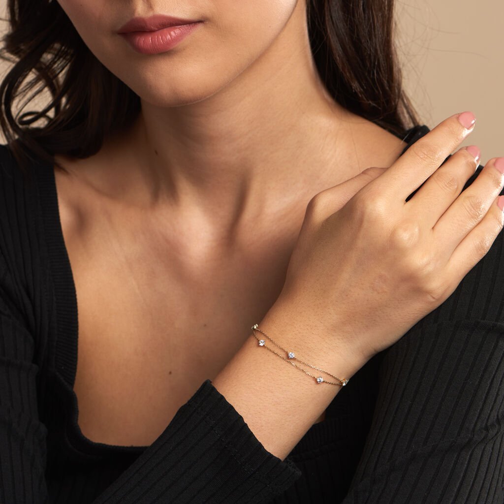 Bracelet Or Jaune Eclat D'etoile Oxyde De Zirconium - Bracelets Femme | Histoire d’Or