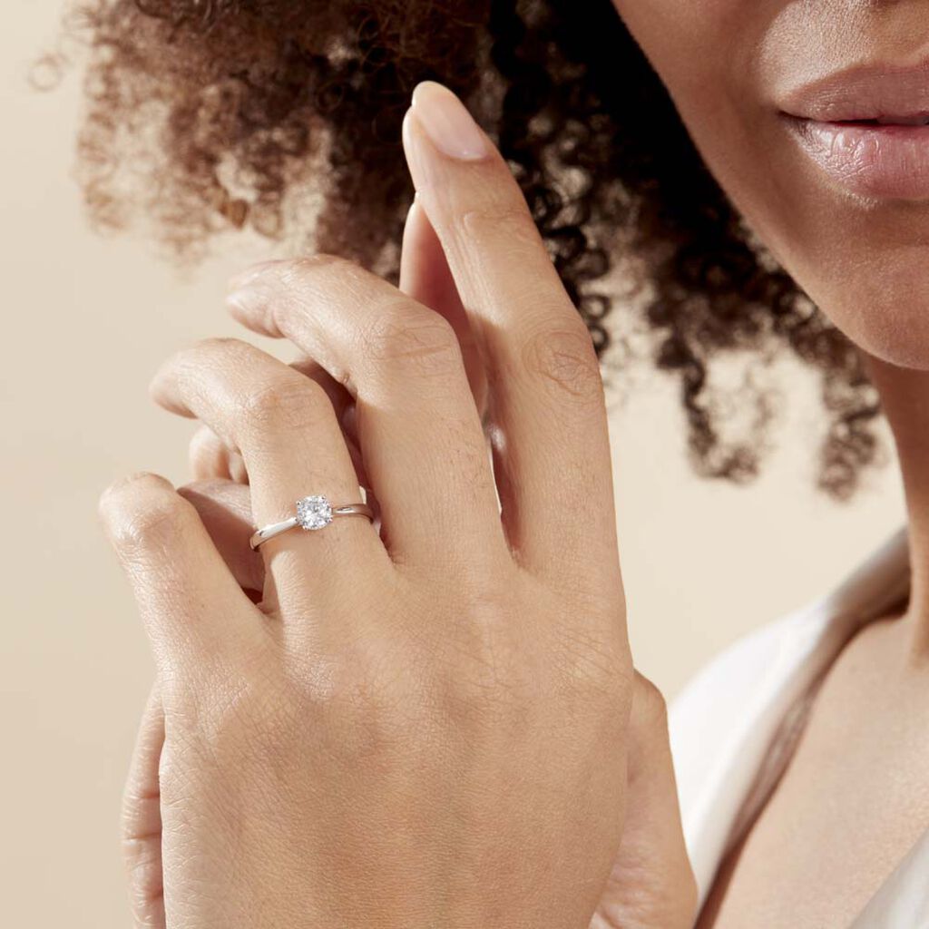 Bague Solitaire Elyana Argent Blanc Oxyde De Zirconium - Bagues solitaires Femme | Histoire d’Or