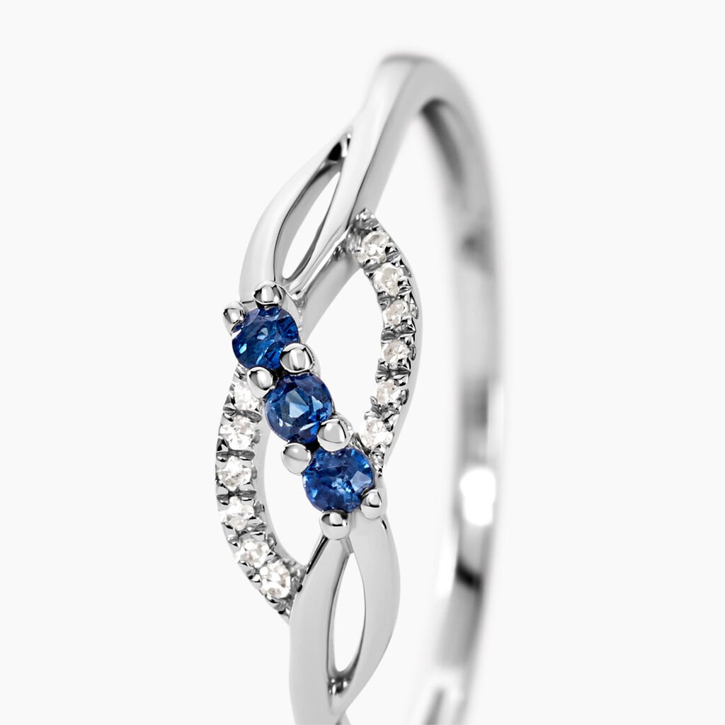 Bague Rosalyne Or Blanc Saphir Et Diamant - Bagues avec pierre Femme | Histoire d’Or