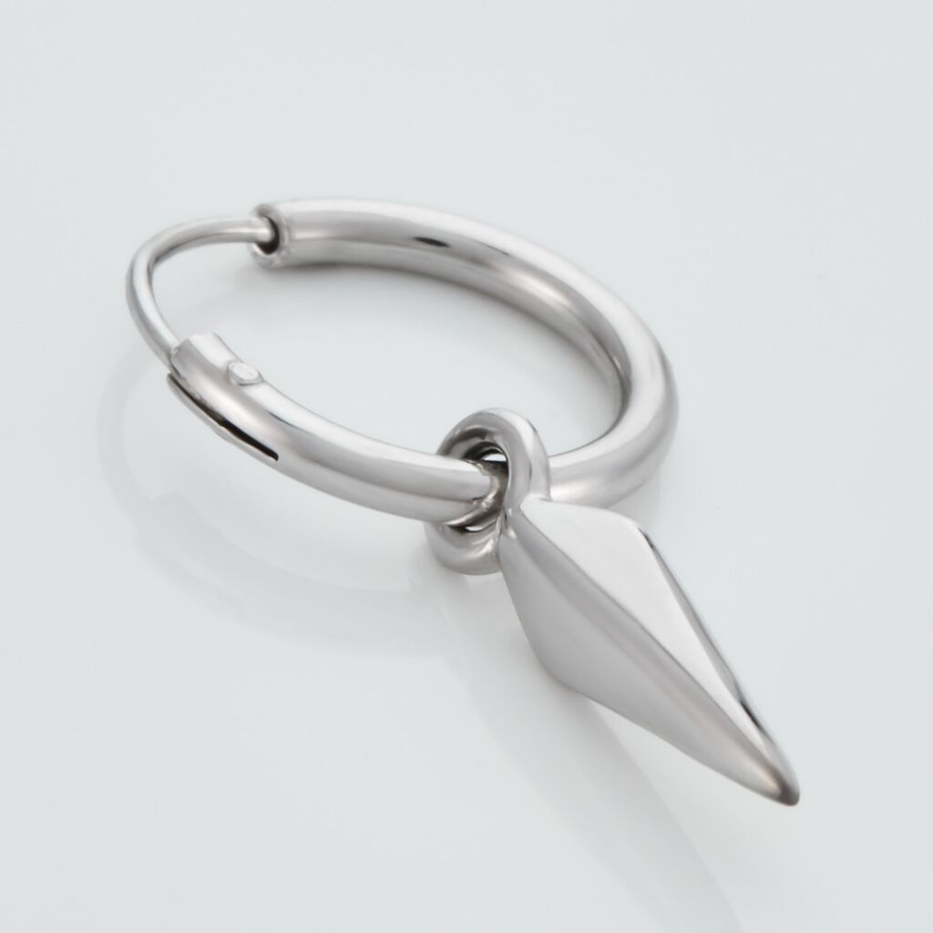 Créole Unitaire Lari Argent Blanc - Boucles d'oreilles créoles Homme | Histoire d’Or