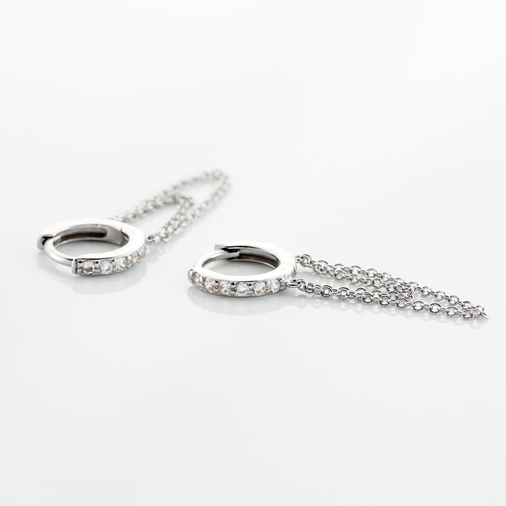 Créoles Argent Blanc Ibai Oxydes De Zirconium - Boucles d'oreilles créoles Femme | Histoire d’Or
