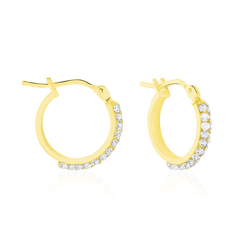 Créoles Sandrine Or Jaune Strass - Boucles d'oreilles créoles Femme | Histoire d’Or