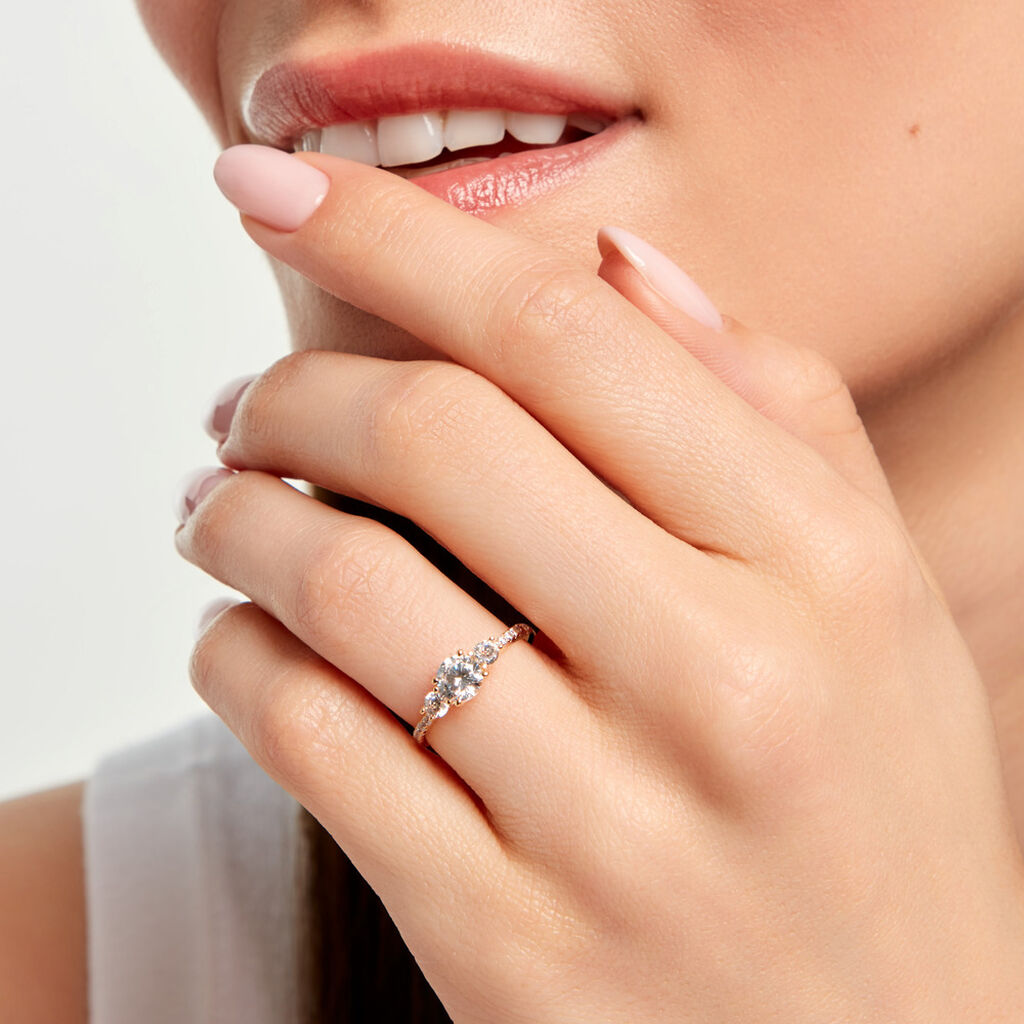 Bague Solitaire Plaque Or Jaune Oxyde De Zirconium -  Femme | Histoire d&rsquo;Or