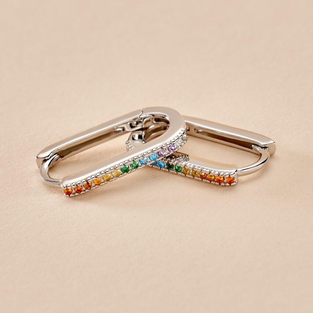 Créoles Lutetia Argent Blanc Oxyde De Zirconium - Boucles d'oreilles créoles Femme | Histoire d’Or