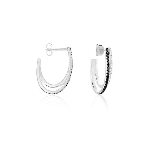 Créoles Yana Argent Bicolore Oxyde De Zirconium - Boucles d'oreilles créoles Femme | Histoire d’Or