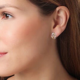 Boucles D'oreilles Pendantes Or Bicolore Diamant - Clous d'oreilles Femme | Histoire d’Or