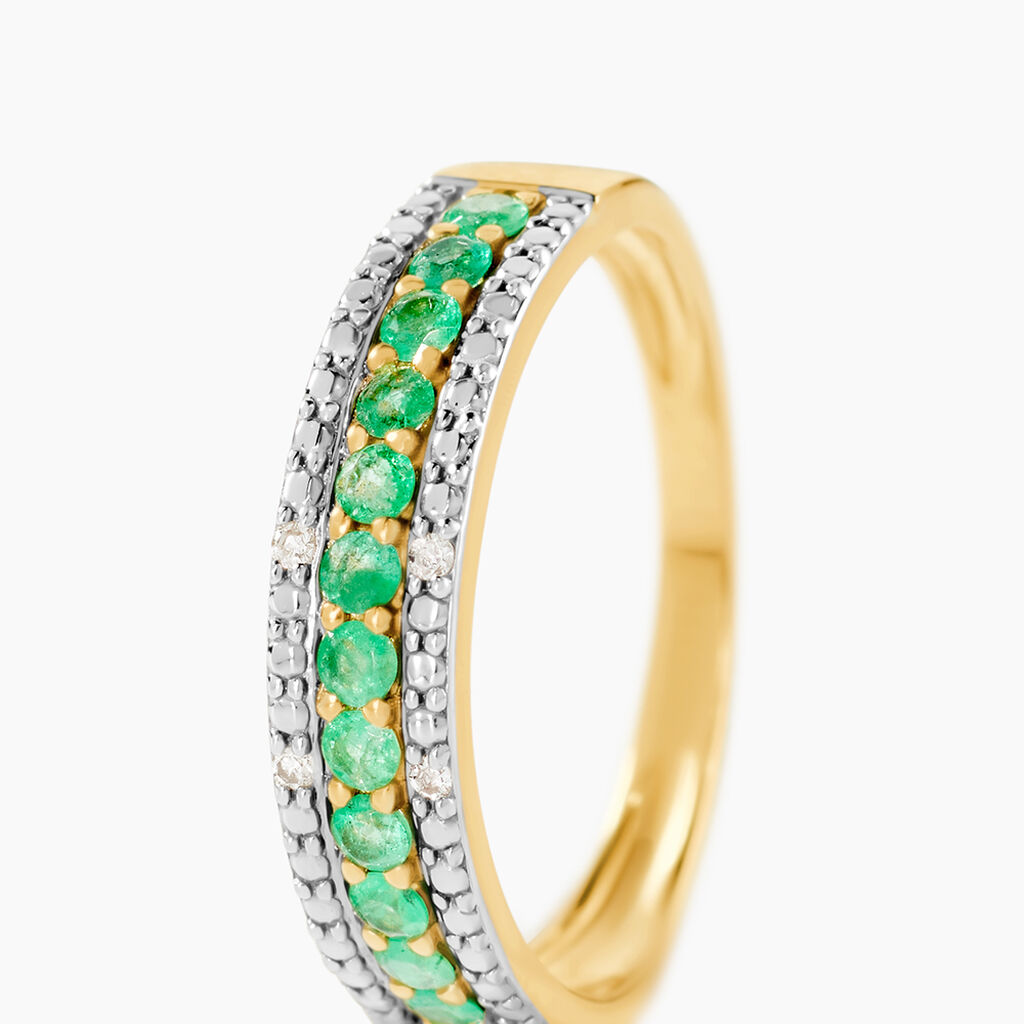 Bague Amias Or Jaune Emeraude Diamant - Bagues avec pierre Femme | Histoire d&rsquo;Or