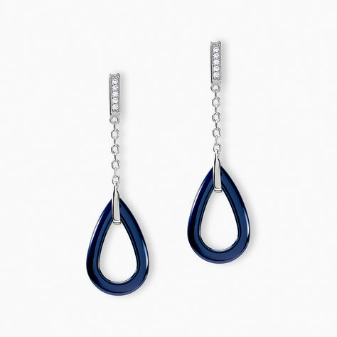 Boucles D'oreilles Pendantes Peer Argent Blanc Oxyde De Zirconium - Boucles d'oreilles fantaisie Femme | Histoire d’Or