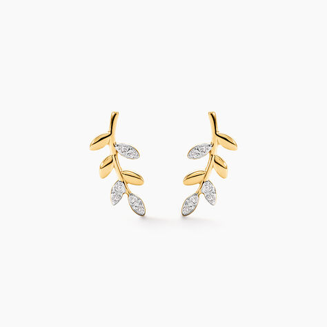 Boucles D'oreilles Puces Palmiro Or Jaune Diamant - Clous d'oreilles Femme | Histoire d&rsquo;Or