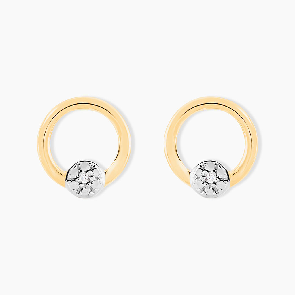 Boucles D'oreilles Puces Gisa Jaune Diamant Blanc - Clous d'oreilles Femme | Histoire d’Or