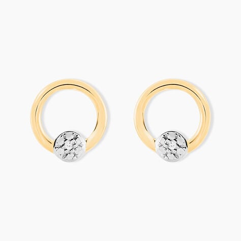 Boucles D'oreilles Puces Gisa Jaune Diamant Blanc - Clous d'oreilles Femme | Histoire d’Or