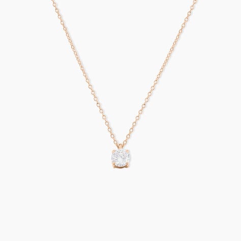 Collier Solitaire Argent Rose Lylwenn Oxyde De Zirconium - Colliers fantaisie Femme | Histoire d&rsquo;Or