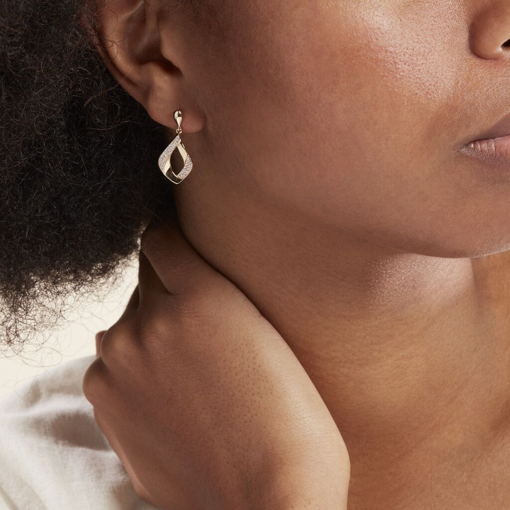 Boucles D'oreilles Pendantes Mai-lee Plaqu&eacute; Or Oxyde De Zirconium - Boucles d'oreilles pendantes Femme | Histoire d&rsquo;Or